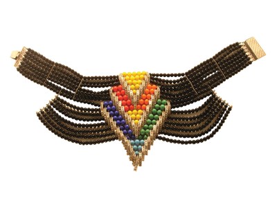 Lot 3228 - Fourteen Stranded Choker with Multicolored...