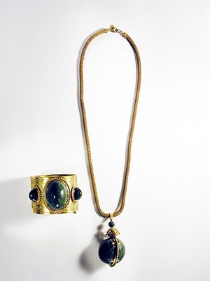 Lot 3258 - Haskell Simulated Jade Pendant Necklace and...