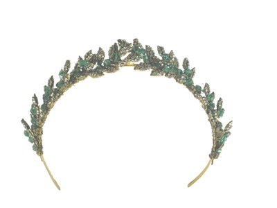 Lot 3141 - Haskell Tiara USA, 1950s Green faceted glass...