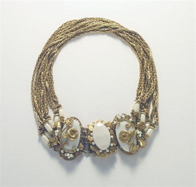 Lot 3076 - Haskell Simulated Ivory Medallion Choker USA,...