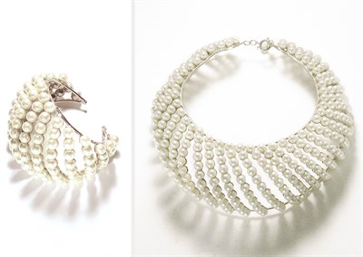 Lot 3273 - Chloe Simulated Pearl Collar and Cuff Karl...