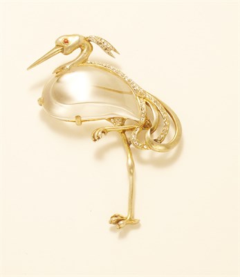 Lot 3108 - Trifari Great Blue Heron Brooch USA, 1943 Gilt...