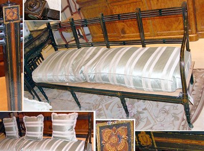 Lot 473 - Regency Gilt Decorated Black Painted Caned Settee