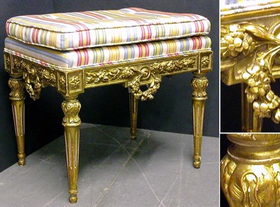 Lot 258 - Louis XVI Style Gilt-Wood Upholstered Stool...