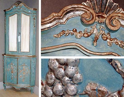 Lot 255 - Louis XV Style Silver Gilt and Blue Painted...