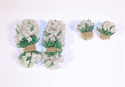 Lot 3197 - Riviere Flower Bouquet Motif Earrings and Two...