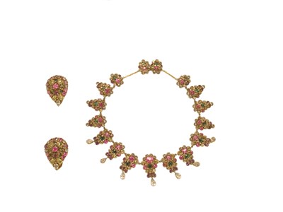 Lot 3098 - Hobe Festoon Necklace and Two Clips USA, circa...