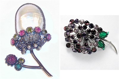 Lot 3202 - Two Cissy Zoltowska Flower Brooches France,...
