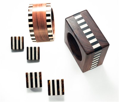 Lot 3350 - Set of Correani Wooden Cuff Bracelets and Two...