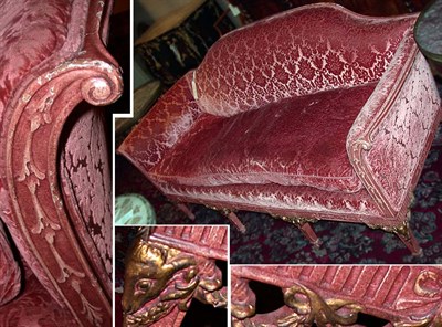 Lot 129 - Louis XVI Style Gilt and Rouge Painted...