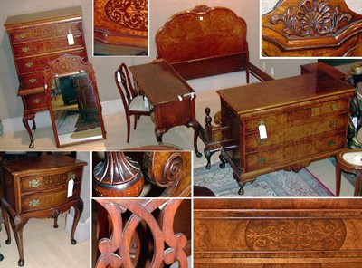 Lot 417 - Georgian Style Marquetry Inlaid Burl-Wood...