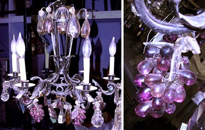 Lot 391 - Rococo Style Black Painted Metal Six-Light...