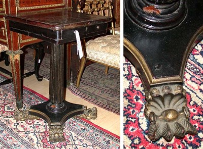 Lot 249 - Regency Style Black Lacquered Single Pedestal...