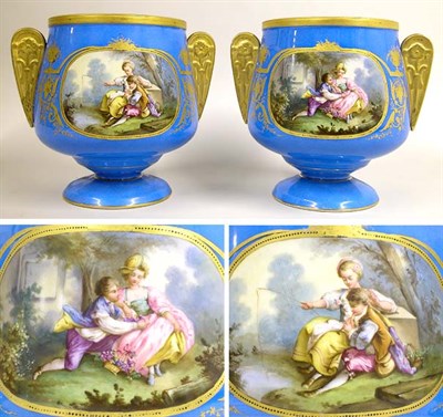 Lot 409 - Pair of Sevres Style Porcelain Two-Handled...