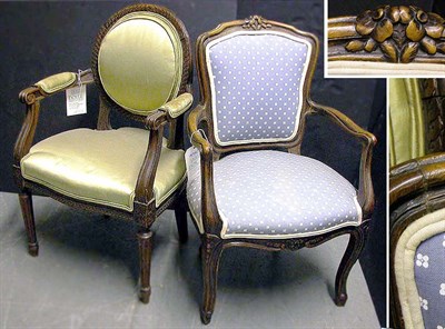 Lot 436 - Two Mahogany Upholstered Child's Fauteuils One...