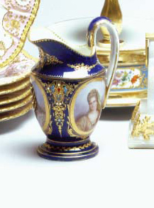 Lot 484 - Sevres Style Porcelain Pitcher Decorated with...