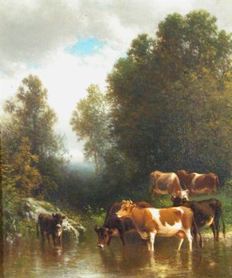 Lot 179 - William Hart 1823-1894 CATTLE WATERING Signed...