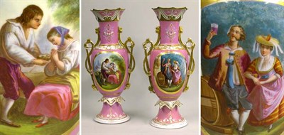 Lot 435 - Pair of Old Paris Porcelain Two-Handled Vases...
