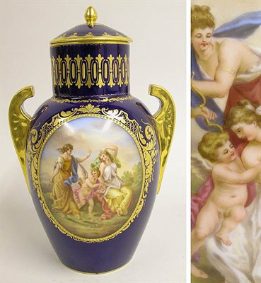 Lot 233 - Vienna Style Porcelain Covered Vase Decorated...