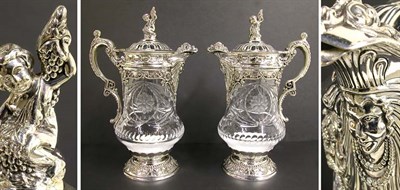 Lot 225 - Pair of Portuguese Sterling Silver Mounted Cut...