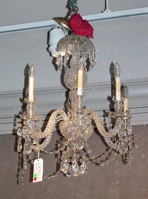 Lot 2651 - Georgian Style Crystal Six-Light Chandelier