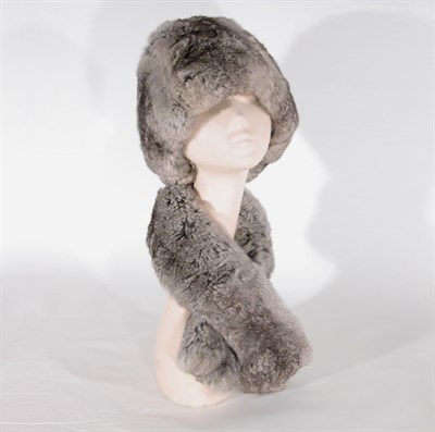 Lot 3666 - Chinchilla Hat and Boa Hat labeled: Bergdorf...