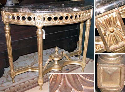 Lot 487 - Louis XVI Style Marble Top Gilt-Wood Demilune...
