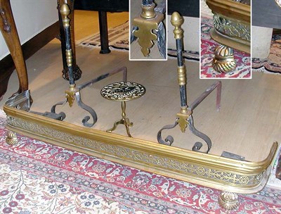 Lot 317 - George III Brass Fender; Together with a Pair...