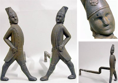 Lot 2238 - Pair of Cast Iron Andirons Each in the form of...