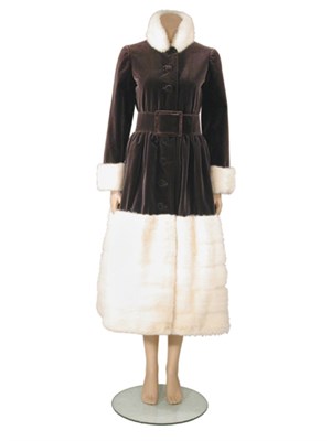 Lot 3526 - Rare Norell White Mink and Brown Velvet Coat...