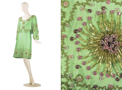 Lot 3457 - Rodriguez Couture Apple Green Slub Silk and...