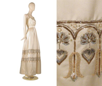 Lot 3508 - Mainbocher Ecru Silk Satin Evening Gown...