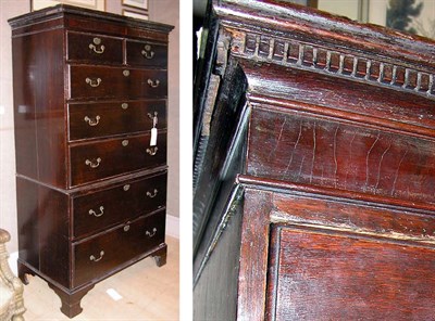 Lot 109 - George III Oak Chest on Chest
