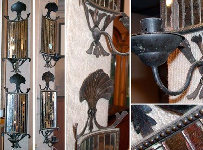 Lot 137 - Set of Four Wrought Iron and Mirrored...