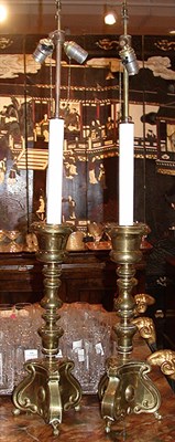Lot 140 - Pair of Baroque Style Brass Lamps