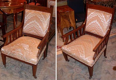 Lot 144 - Pair of Edwardian Inlaid Mahogany Upholstered...