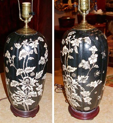 Lot 150 - Pair of Chinese White and Black Enameled...