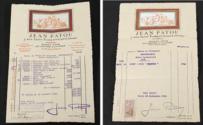 Lot 3424 - Two Patou Receipts French, early 20th century...