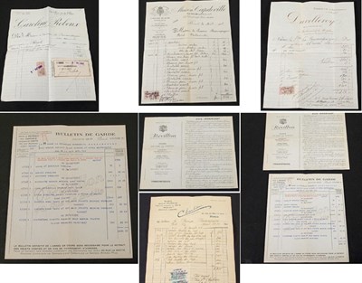 Lot 3425 - Group of Eight Receipts French, early 20th...