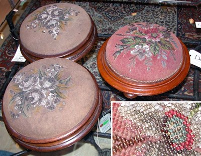 Lot 205 - Three Victorian Mahogany and Beaded Needlework...