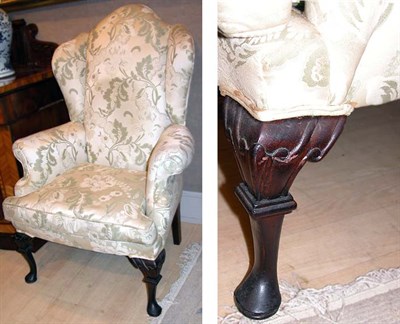 Lot 209 - Georgian Style Mahogany Upholstered Wing Chair