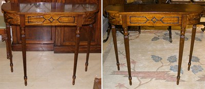 Lot 222 - Pair of Georgian Style Mahogany Demilune Side...