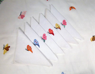 Lot 3829 - Two Fine Organdy Applique Tablecloth Sets...