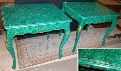 Lot 257 - Pair of Louis XV Style Faux Malachite Painted...
