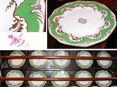 Lot 263 - Set of Ten German Gilt and Green Decorated...