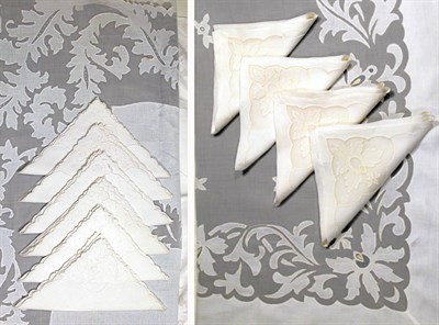 Lot 3830 - Two Fine Organdy Applique Tablecloth Sets...