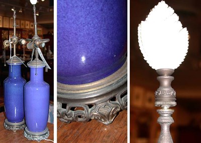 Lot 274 - Pair of Chinese Powder Blue Glazed Porcelain...