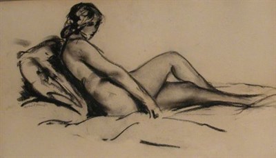 Lot 239 - Robert Henri 1865-1929 RECLINING NUDE Signed...