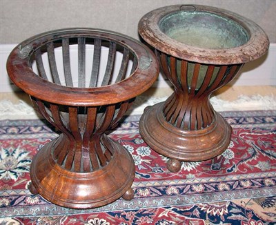 Lot 369 - Two Dutch Mahogany Reticulated Jardinieres