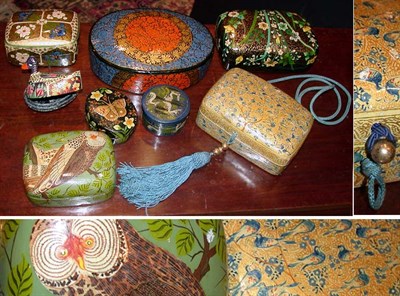 Lot 384 - Group of Indian Papier Mache Boxes